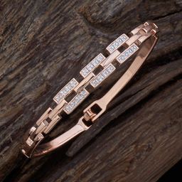 Kushal's Fashion Jewellery Women Rose Gold-Plated Cubic Zirconia Kada Bracelet-image-73