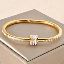 MEENAZ American Diamond Gold-Plated Kada Bracelet-image-58