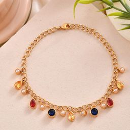 Voylla Women Gold-Plated Cubic Zirconia Link Bracelet-58