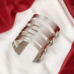 TEEJH Silver-Plated Cuff Bracelet-image-69
