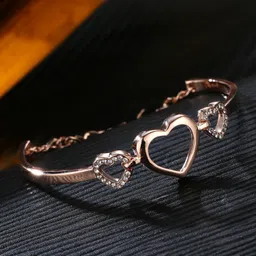 Yellow Chimes Women Rose Gold-Plated Cubic Zirconia Bangle-Style Bracelet-45