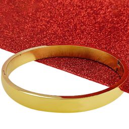 Saizen Unisex Gold-Toned Gold-Plated Kada Bracelet-11
