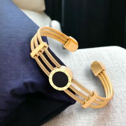 MYKI Women Gold-Toned Cubic Zirconia Gold-Plated Kada Bracelet-picture-2