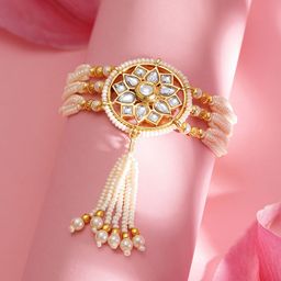 Rubans Brass Kundan Gold-Plated Link Bracelet-27