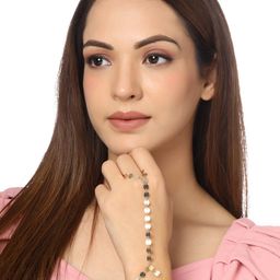 Yellow Chimes Women Gold-Plated Ring Bracelet-33