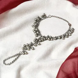 TEEJH Oxidised Silver-Plated Ring Bracelet-image-34