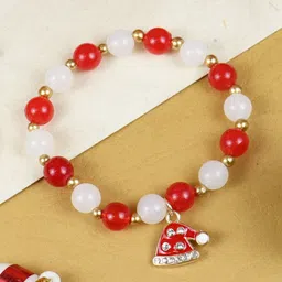 Asthetika Kids Girls Christmas Cap Charm Beaded Bracelet-37