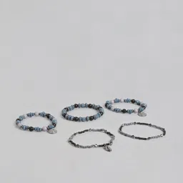 RICHEERA Women Pack of 5 Blue & Black Elasticated Bracelet-47