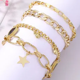 Jewels Galaxy Women Pack Of 4 Gold-Plated Charm Bracelet-16