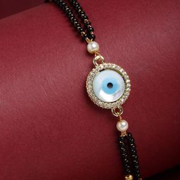 PANASH Women Gold-Toned & Black Brass Gold-Plated Charm Bracelet-image-47