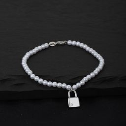 Carlton London Women Rhodium-Plated White Pearls Charm Bracelet-image-86
