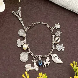 UNIVERSITY TRENDZ Silver-Plated Charm Bracelet-image-54