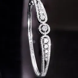 Rubans Rhodium-Plated Cubic Zirconia Bangle-Style Bracelet-47