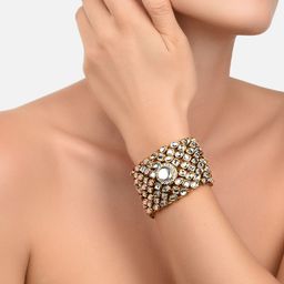 Zaveri Pearls Gold-Toned Wraparound Bracelet-23