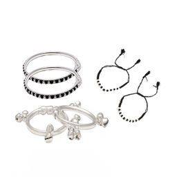 BAESD Kids Set Of 6 Silver-Plated Beaded Bangles-58