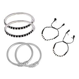 BAESD Kids Set Of 6 Silver-Plated Beaded Bangles-64