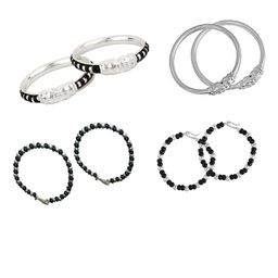 BAESD Kids Set Of 8 Silver-Plated Beaded Bangles-65