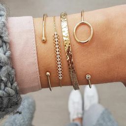 Shining Diva Fashion Women Set Of 4 Gold-Toned  Plated Cuff Bracelets-13