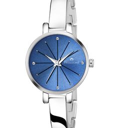 SWISSTONE Women Blue Embellished Dial & Bracelet Style Silver Straps Analogue Watch-image-4