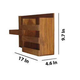 GLOBALLY INDIAN Brown Wooden Wall Shelf with Keyholders-11