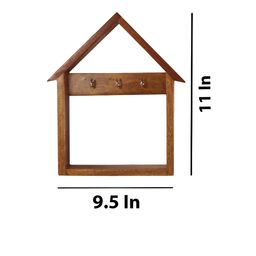 GLOBALLY INDIAN Brown Wooden Wall Shelf with Keyholders-10