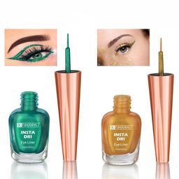 krayons Set of 2 Insta Dri Long-Lasting Sparkling Eyeliner 7ml each - Green 03 & Golden 04 image 1