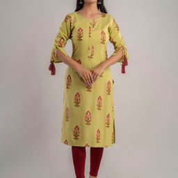 MAUKA Women Green Ethnic Motifs Printed Kurta-image-33