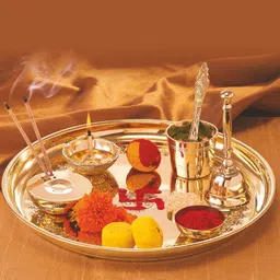 BOROSIL Gold-Toned Puja Thali Diya & Bell Set-35