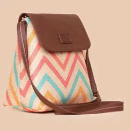 ZOUK Geometric Printed Structured Sling Bag-4