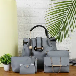 FARGO Set of 5 Leather Structured Satchel with Tasselled image 1