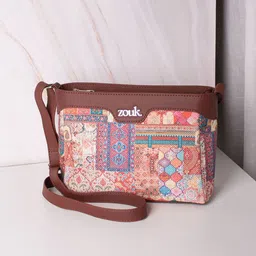 ZOUK Kutch Gamthi Harmony Ethnic Motifs Printed Structured Sling Bag image 2