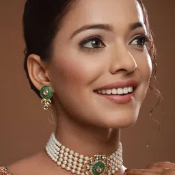 Anouk Gold-Plated Kundan-Studded & Beads-Beaded Necklace & Earrings-image-53