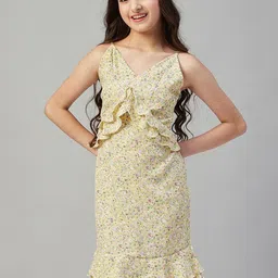 Stylo Bug Girls Floral Printed Ruffles A-Line Dress-image-58