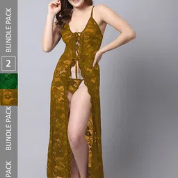 PIBU Yellow & Green Net Baby Doll-picture-37