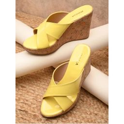 ROCIA By Regal Yellow Womens Casual High Wedges Heels-picture-5