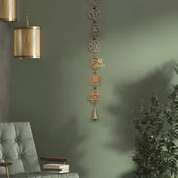 DULI Gold-Toned Chakra Design Windchimes With Bells image 2