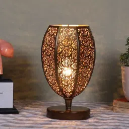 new era Etched Metal Night Lamp with Metal Shade (Antique Gold & Gold)-picture-45