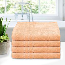 Kuber Industries  Set of 4 Peach-Coloured Solid 210 GSM  Bath Towels-19