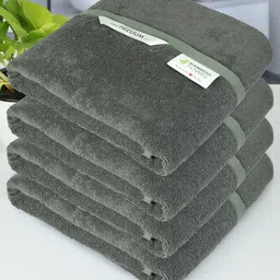 Heelium Grey Pack of 4 Solid 400GSM Bath Towels-4