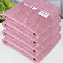 Heelium Set Of 4 Peach-Colored Solid 400 GSM Bath Towels-30