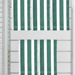 Athom Trendz Set Of 5 Green & White Striped 300 GSM Cotton Bath Towels-3