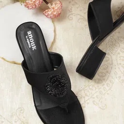 Anouk Stone Embellished Block Heels-17