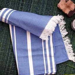 MUSH Grey & Blue 2 Pieces Striped Bamboo 250 GSM Bath Towels-image-15