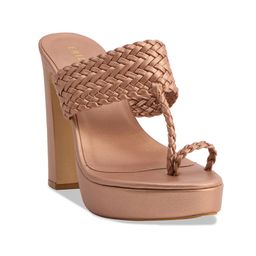 ERIDANI Textured Open Toe Block Heels-41