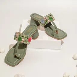 Inc 5 Floral Embroidered Synthetic One Toe Block Heels-35