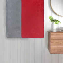 FABINALIV Grey & Red 2 Pieces 420 GSM Cotton Bath Towels-12