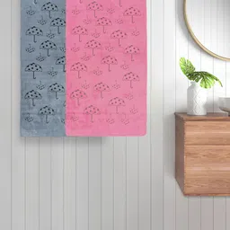 FABINALIV Grey & Pink 2 Pieces 420 GSM Cotton Bath Towels-image-41