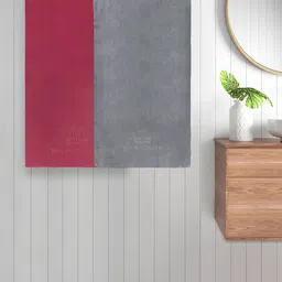 FABINALIV Red & Grey 2 Pieces 420 GSM Cotton Bath Towels-2
