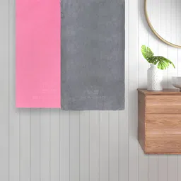 FABINALIV Grey & Pink 2 Pieces 420 GSM Cotton Bath Towels-image-96