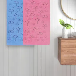 FABINALIV Pink & Blue 2 Pieces 420 GSM Cotton Bath Towels-3